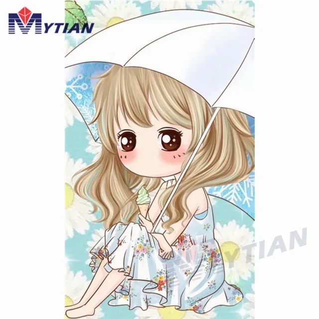 18102226 Pretty Anime Girl,Umbrella.5D Diamond Painting Art Kit,Cross Stitch Diamone Embroidery Rhinestone Needlework Wall Stitcker Gift