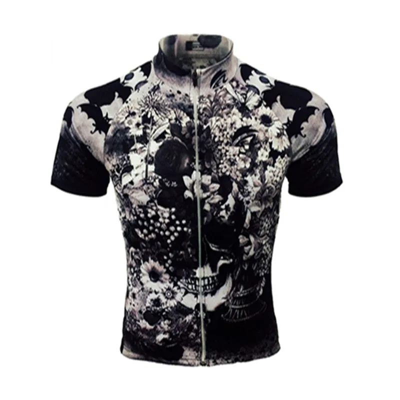 

2018 top Lotus Skull pro team aero Reticulate middle sleeve men's Summer cycling jersey bycicle equipment ciclismo customizin