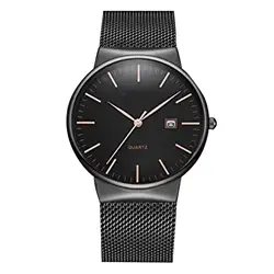 Ультра тонкий творческий Черный Нержавеющая сталь повседневные часы для мужчин простые модные бизнес японские часы мужской Relogios Новый