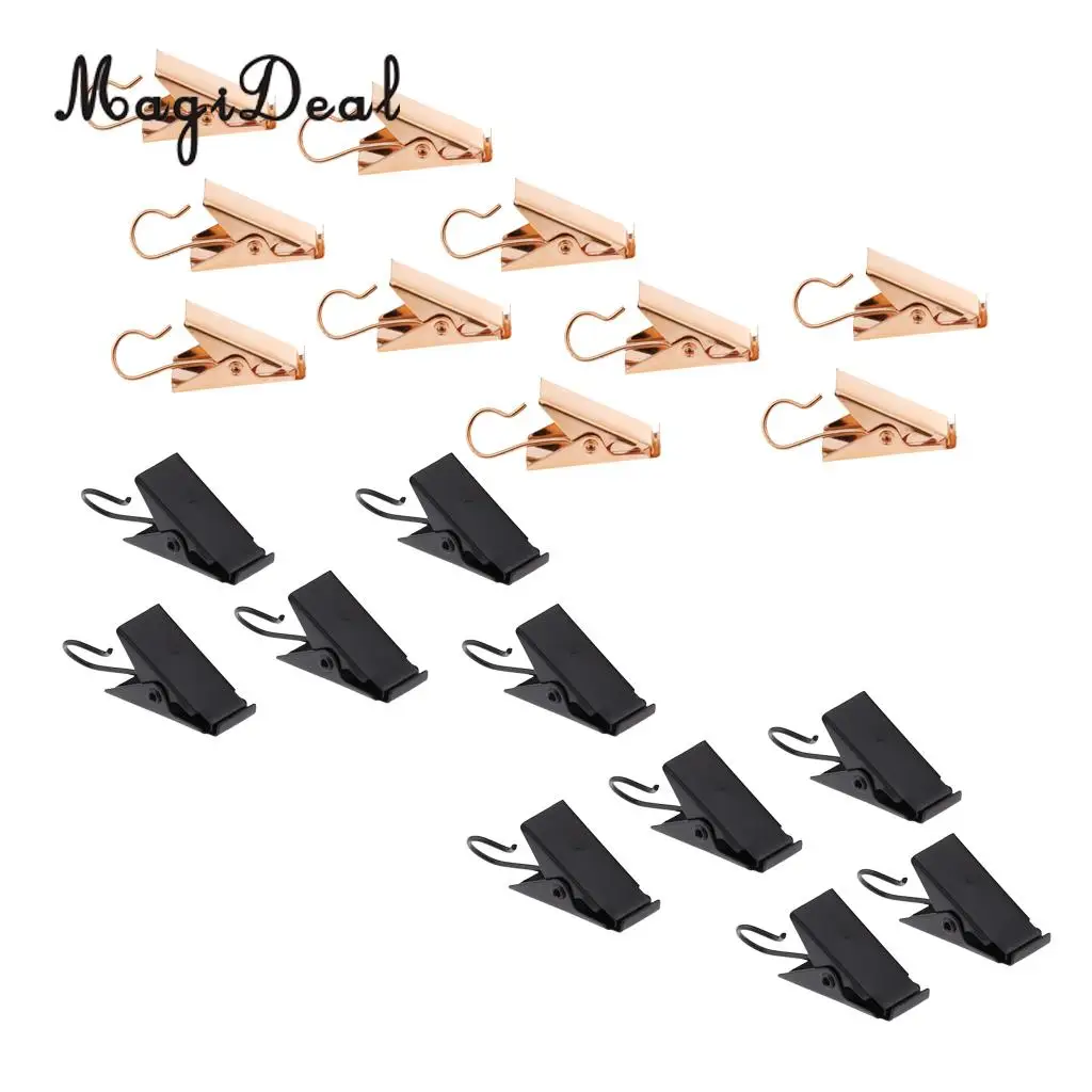 60Pcs Heavy Duty Window Curtain Clips with Hook Clamps Hanger Hanging Clips Gold+Black