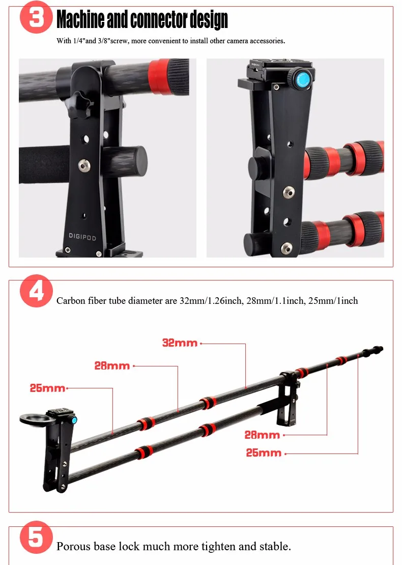 DIGIPOD CJIB-20C DSLR Photography Camera Carbon Fiber Jib 8