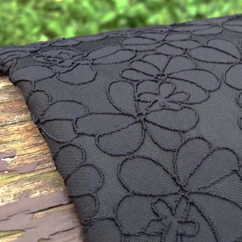 Африканская черная жаккардовая парча кружевная ткань для платья, девушка Tissu швейная цветочная ткань, Diy лоскутное Tecido, 1 ярд, ширина 145cm