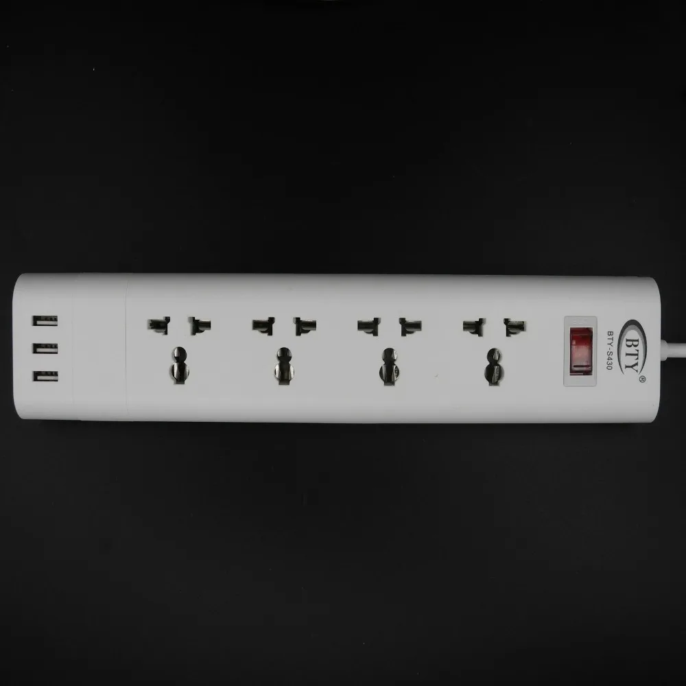 BTY-S430 Smart 2в1 зарядное устройство Универсальная Розетка с 3 USB США ЕС Великобритания вилка 100-240 в 2500 Вт быстрое зарядное устройство настенное зарядное устройство