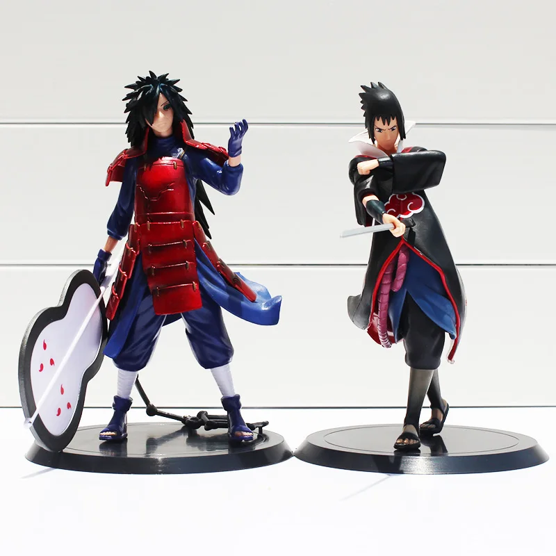 

2pcs/set Anime Naruto Uchiha Madara Uchiha Sasuke PVC Action Figures Model Toys 17cm Free Shipping