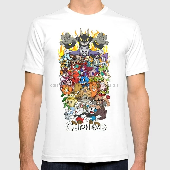 

Printed Men T Shirt Cotton tShirt O-Neck Short-Sleeve Women T-Shirt cuphead