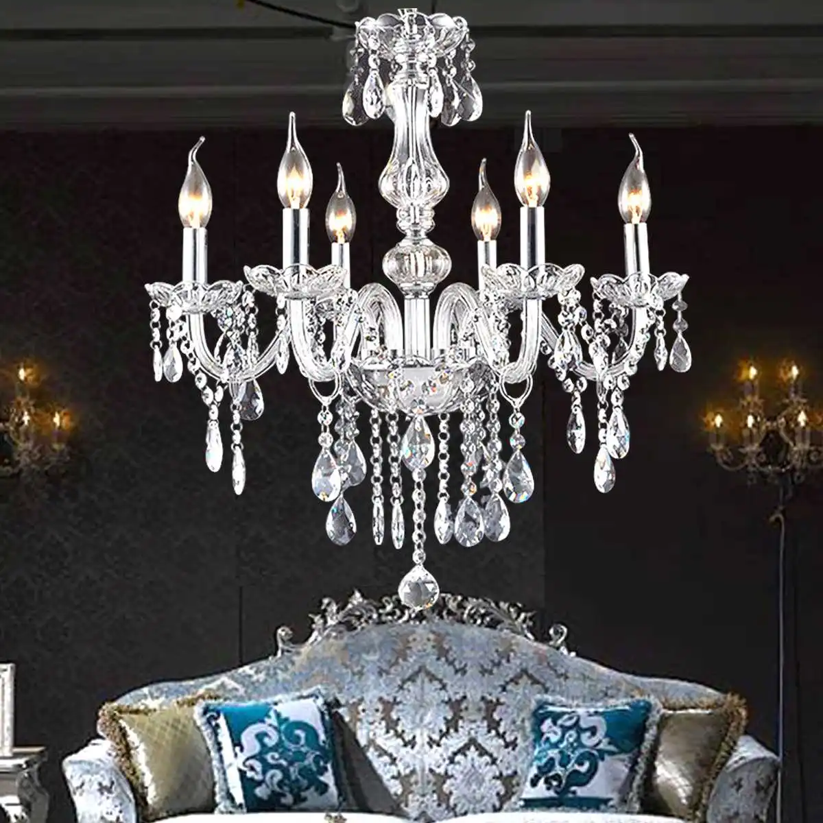 Candelabro de Cristal Sala de Estar Lustres de Crista Pingentes e Lustres Lâmpada de Iluminação Moderna Decora Tiffany Home Indoor E12 l 12 estar lustres de crista l Decora Pingentes