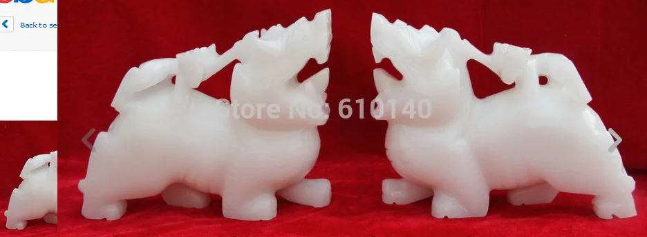 

10" Chinese Feng Shui natural White Jade Pi Xiu Son Handwork Grave Statue Pair