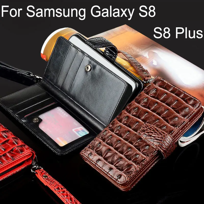Coque для Samsung Galaxy S8 Plus Роскошные Крокодил Змея кожа откидная крышка Бизнес стиль бумажник телефон Чехол принципиально