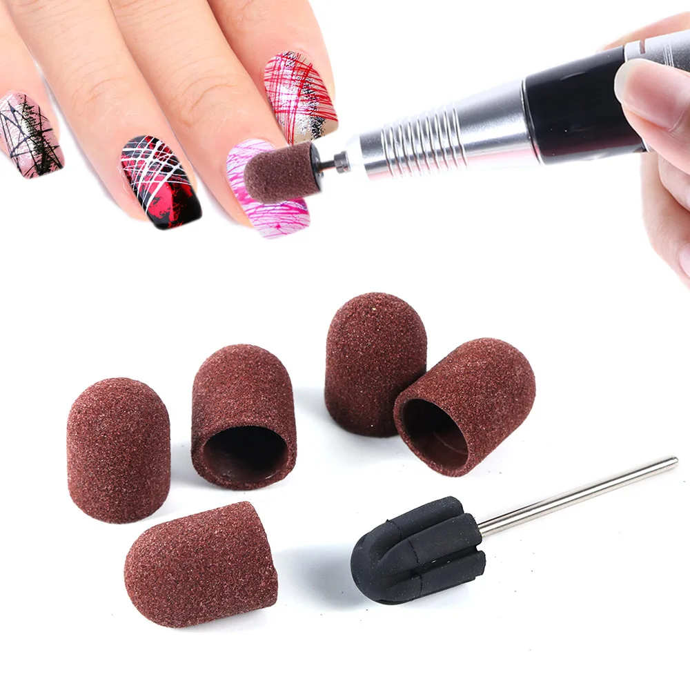 

6pcs/set Nail Files Sanding Caps UV Polish Remover 150 Grip Sanding Bands Block Pedicure Manicure Nail Art Tool Accessory TR721