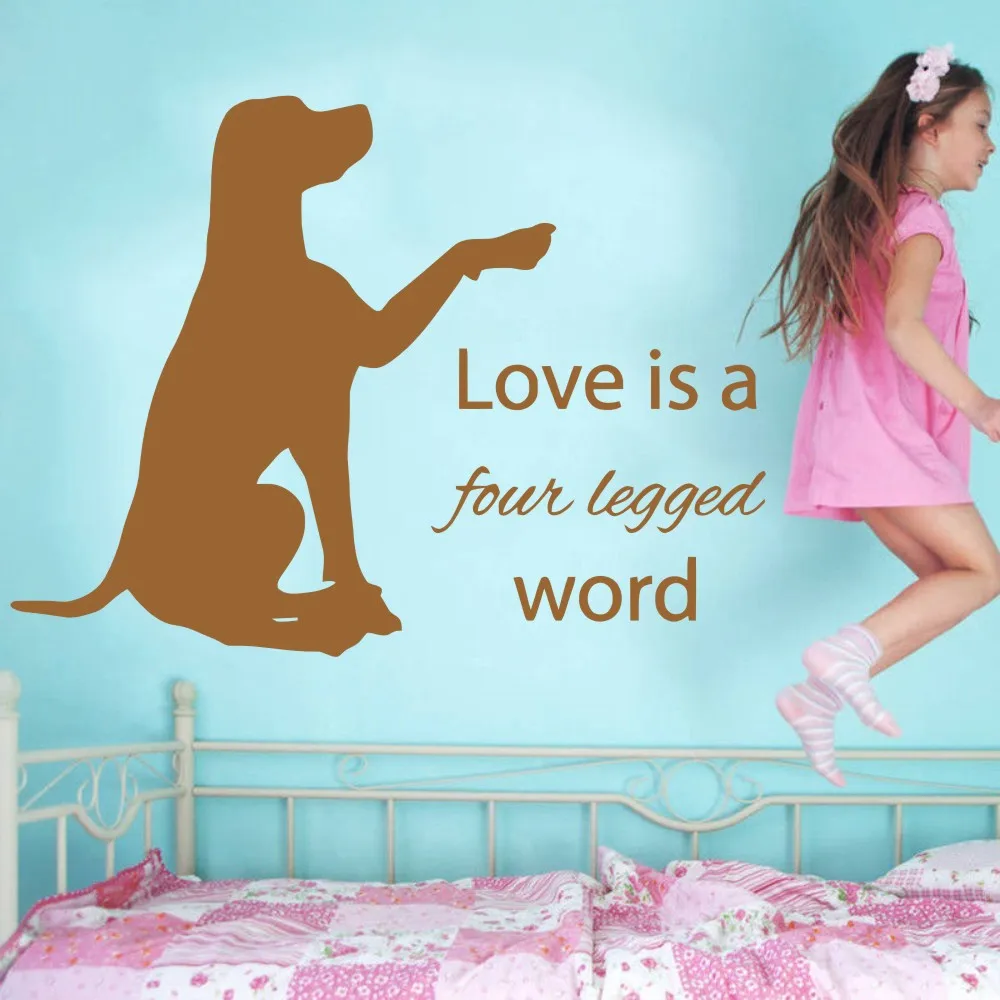 

Hot Sale Quotes Vinyl Art Sticker With Puppy Dog Animal Wall Mural For Home Art Decoration Vinyl Art Wallpaper Y-698