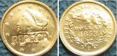 Золотой доллар свободы 1853-C копия монет