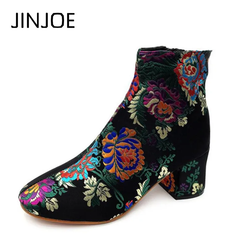 

Winter New pattern shoes Woman The one and only fashion Major suit Retro Print Short boots Square toe Round Toe Women's Boots
