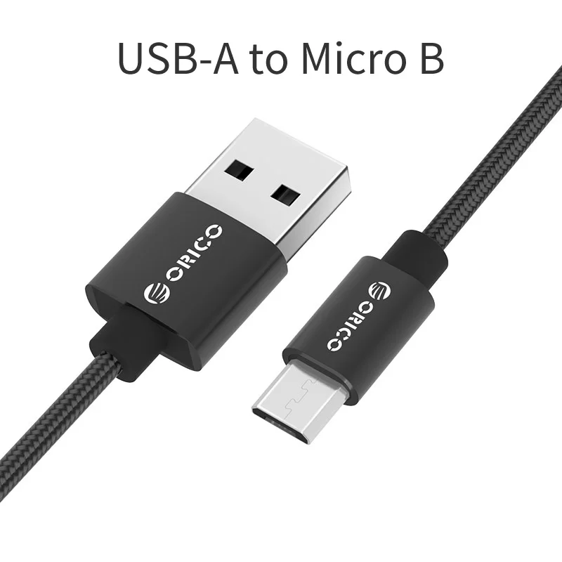 ORICO USB кабель нейлоновый USB-A к Micro USB кабель для Xiaomi huawei SamSung Meizu Letv USB Дата синхронизации зарядный кабель 1 метр - Цвет: Micro B Black MTF