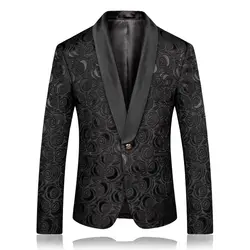 Жаккардовая ткань черный мужской пиджак, жакет 2019 белый мужской костюм куртка Азия размер S-5XL Высокое качество Мужские Костюмы Пиджаки