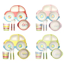 ideacherry Baby Bowls Plate Tableware Children Cartoon Car Food Container Placemat Dishes Infant Feeding Bowl Kids Feeding Plate