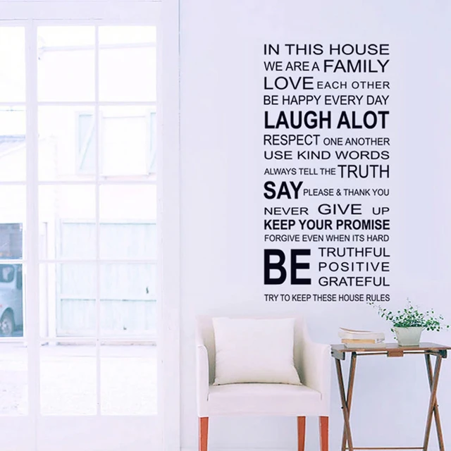 in this house we are family quotes wall sticker living room bedroom