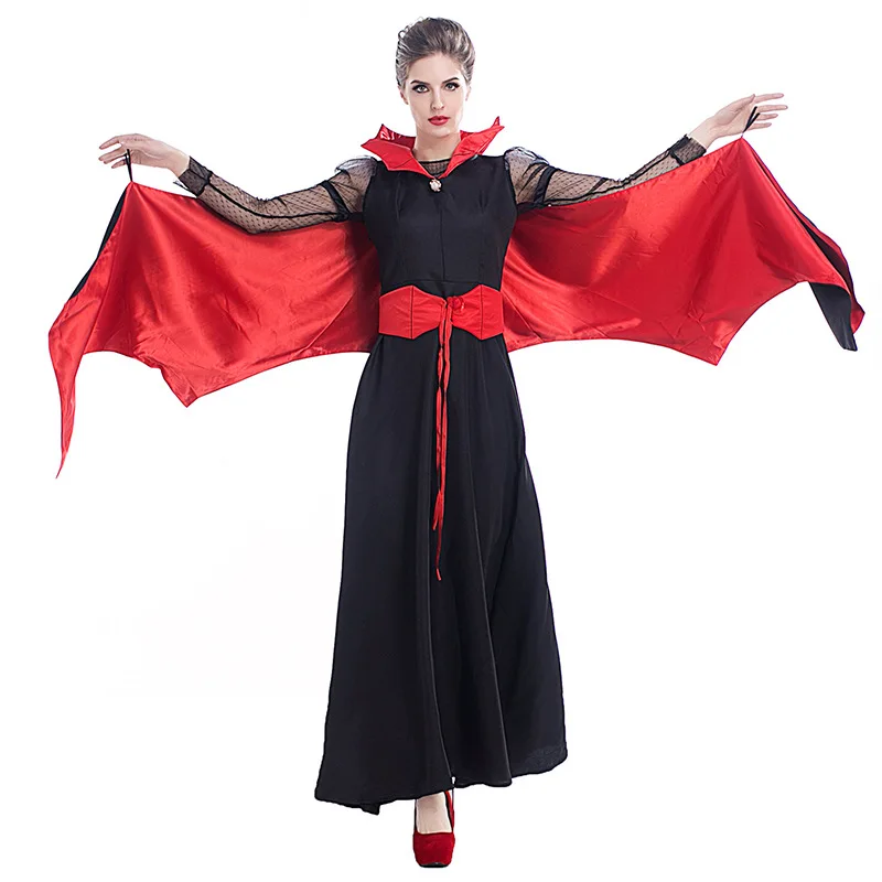 

Halloween Cosplay Costumes Women Sexy Black Red Long Queen Sexy Devil Masquerade Cosplay Costumes Victorian Period Costumes