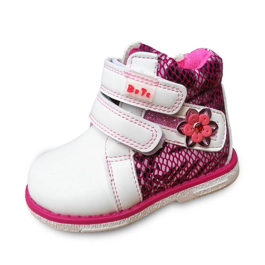 Новинка, 1 пара, детская обувь из искусственной кожи для девочек, белая и ярко-розовая повседневная обувь, детская обувь наивысшего качества
