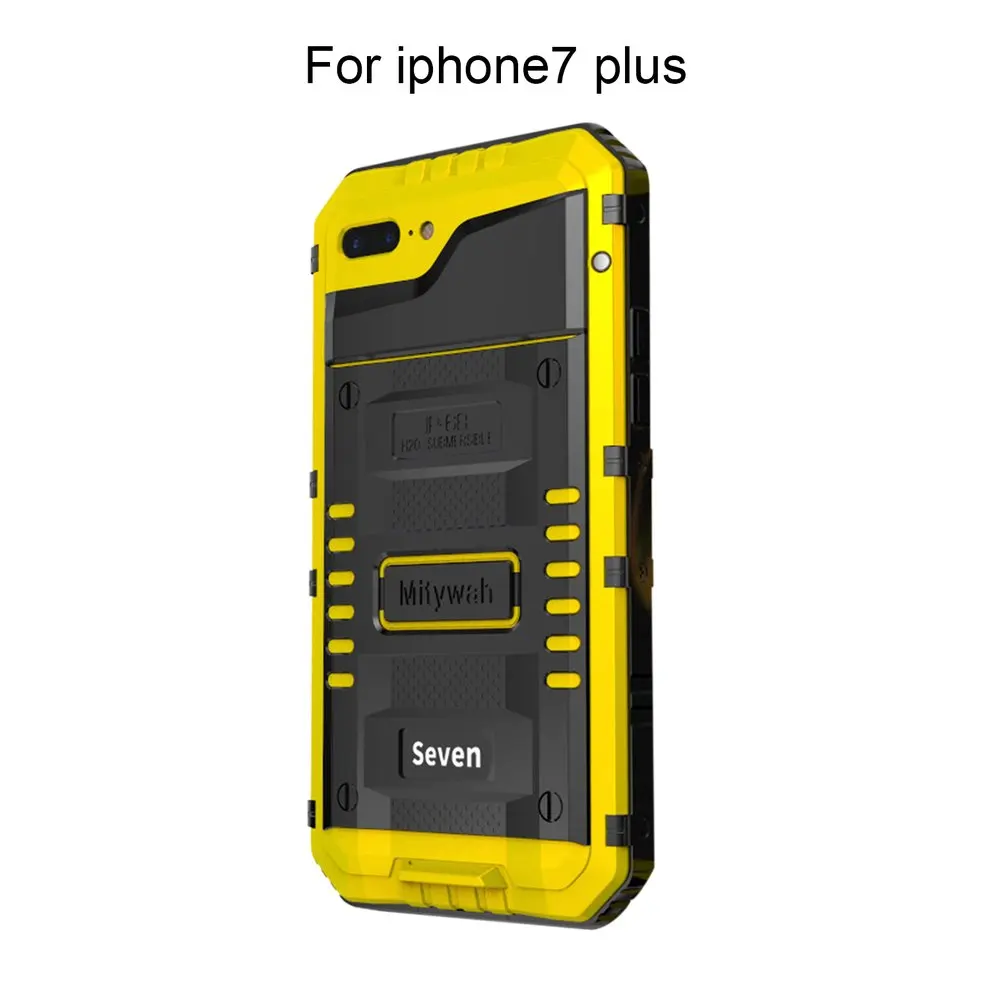 

8 Pcs Yellow Mobile Phone Protective Case Aluminum Hard Cover Full Protected Waterproof Scrape Resistance For iPhone 7 Plus