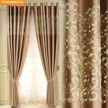 

Custom curtains luxury Embroidery living room French simple modern thick coffee cloth blackout curtain tulle drape panel B285
