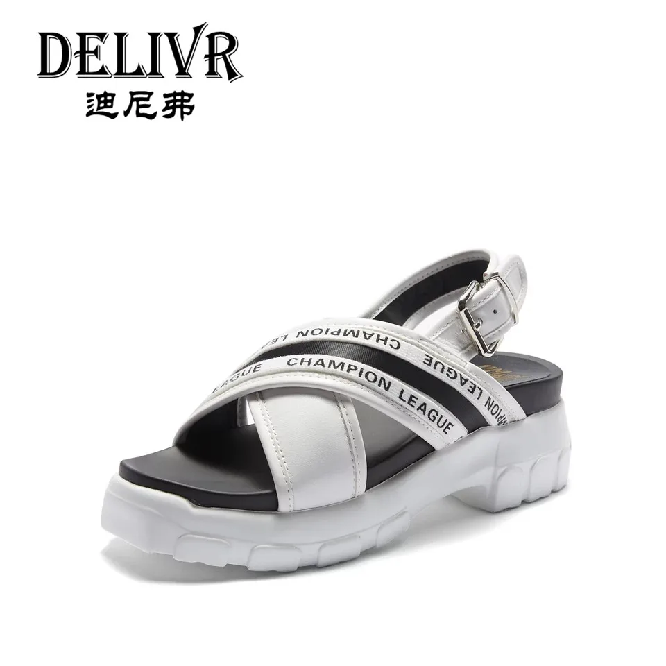 

Delivr Fashion Ins Womens Sandals Platforms Thick Sole Casual White Ladies Sandals Letter Female Sandal Mixed Colors Young 2019