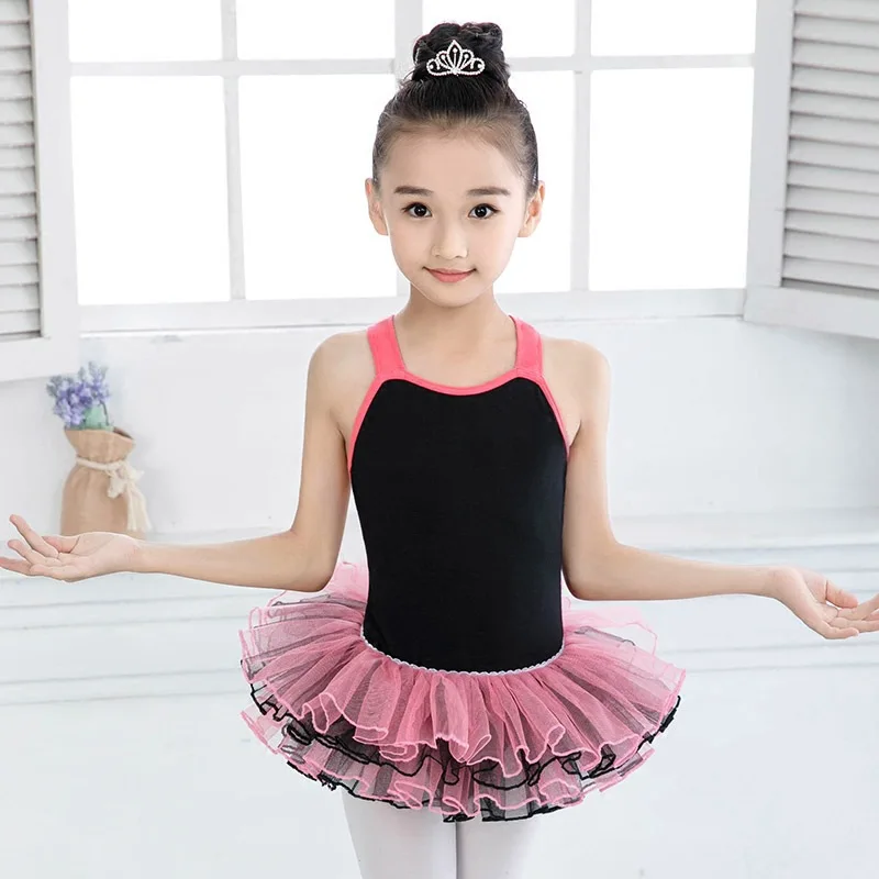 Girls Cotton Strap Professional Ballet Gymnastics Leotard Bodysuit Dance Costume for Children