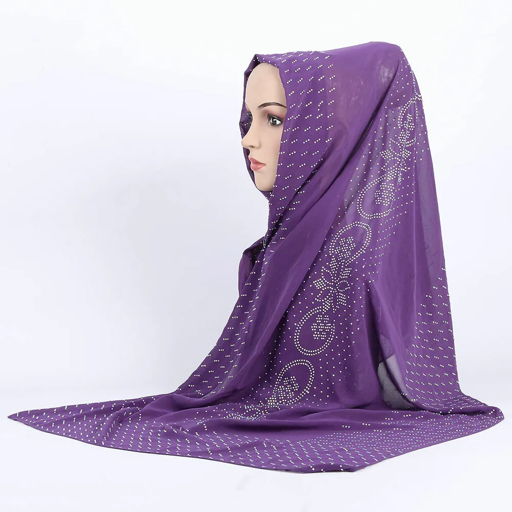 

Muslim Lady Plain Pure Color Bubble Chiffon Hijab luxury scarf Long Big Shawl Head Cover Wraps Fashion All Match Hijabs Scarves