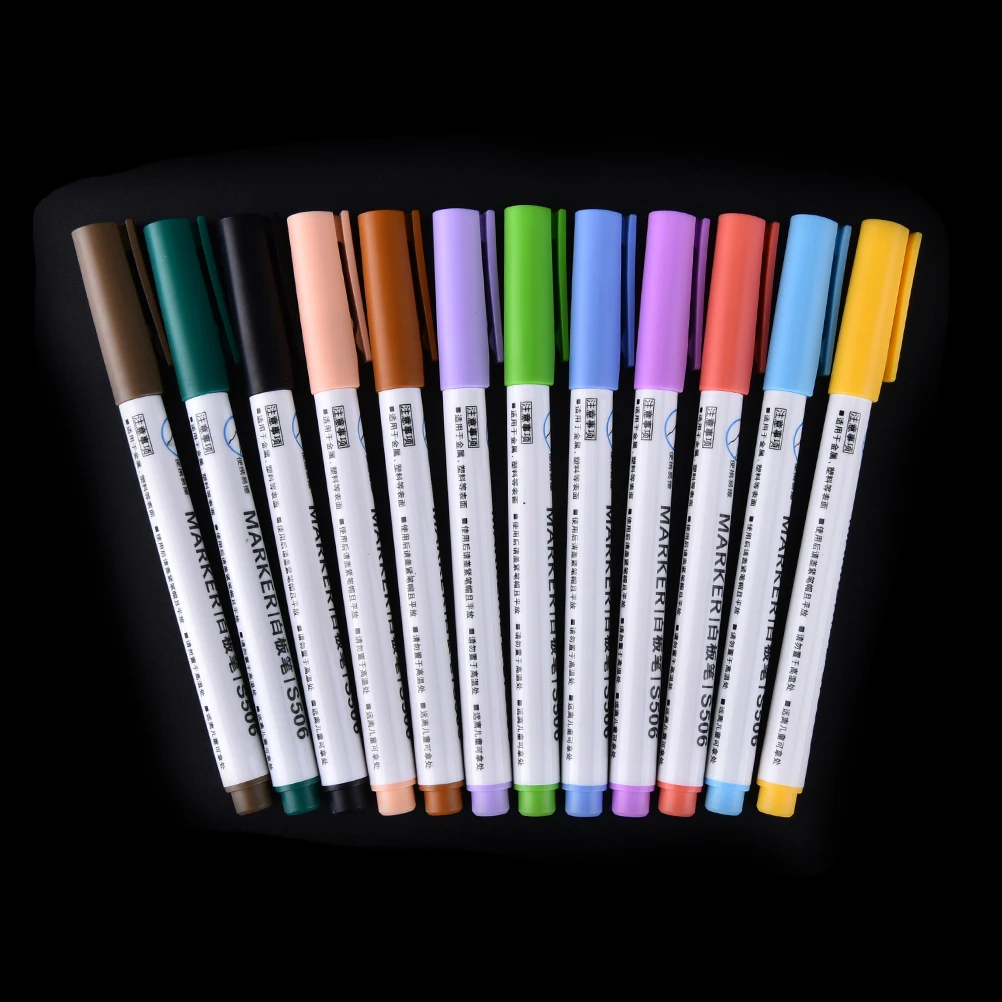 Новая белая эмаль-чернильные маркерные ручки канцелярские школьные и офисные принадлежности маркер деревянная маркер ручка рок - Цвет: 12pcs