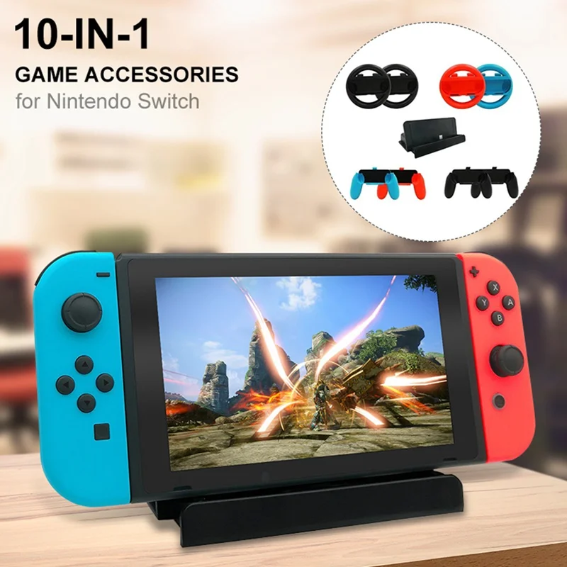 Набор игровых аксессуаров 10 шт./лот для Nintendo Swicth 4 переключателя рулевого колеса +