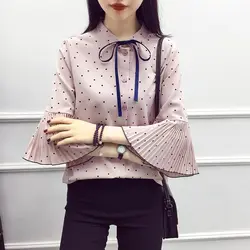 Шифоновая блузка 2017 корейская мода лето футболки, женские блузы Feminina Свободные Элегантный дизайн студент для женщин рубашки для мальчиков