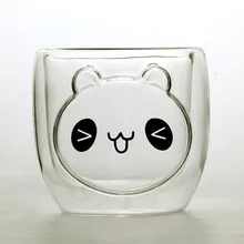 Двойная Стенка анти-скальдинг стеклянная чашка для кофе кружка милый мультфильм медведь изолированный прозрачный стеклянный стакан молока для чая кофе L41C