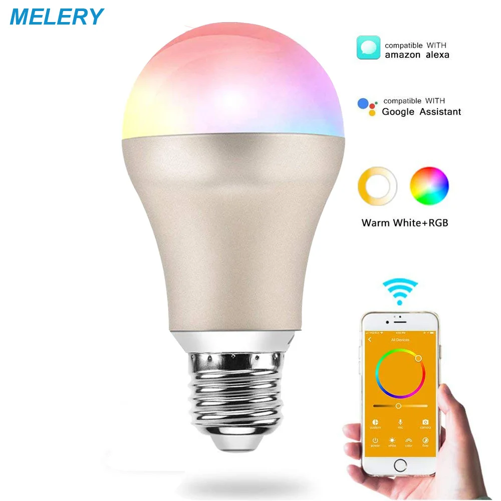 

WiFi Smart Light Bulb E27 Warm White RGB Dynamic Streamer LED Bulb with Echo Alexa,Google Assistant Remote Group Timing Control