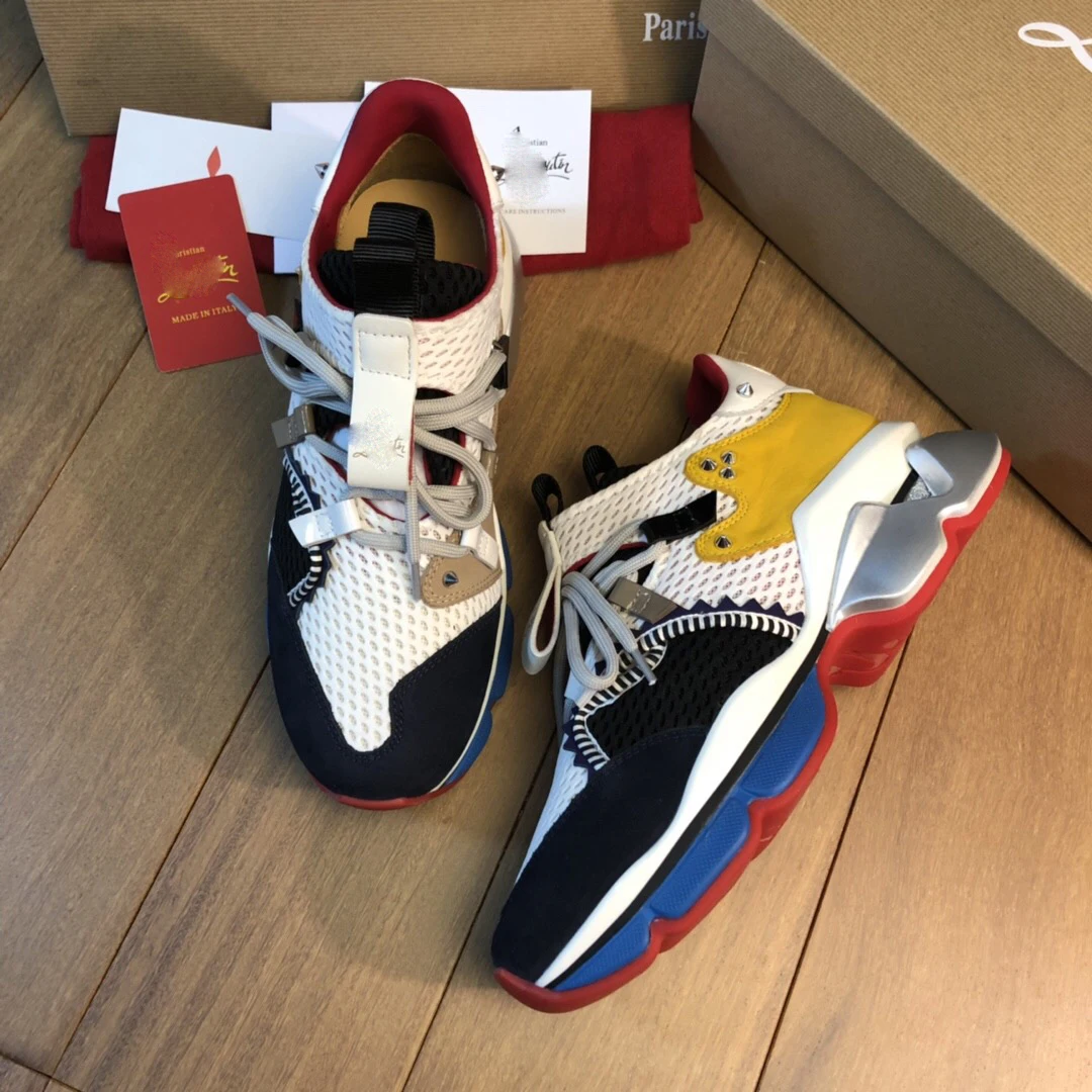 

C~L Red Bottom Trendy Men's Sports Shoes, High Quality, Graffiti Printed Cloth Surface, Double-ply TPU Bottom, Lightweight and C
