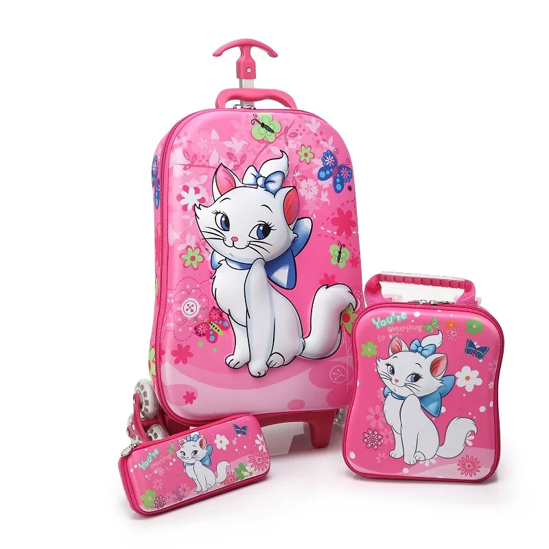 Brand 3D boy anime Lovely cat trolley case kids Climb the stairs luggage Travel rolling suitcase girl cartoon child pencil box