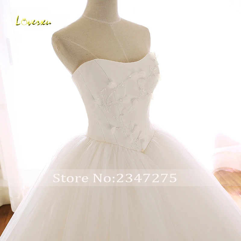 Loverxu Vestido De Noiva без бретелек Свадебные и Бальные платья 2019 сексуальное, с открытой спиной, вышитое бисером Цветы Кружева Свадебное платье