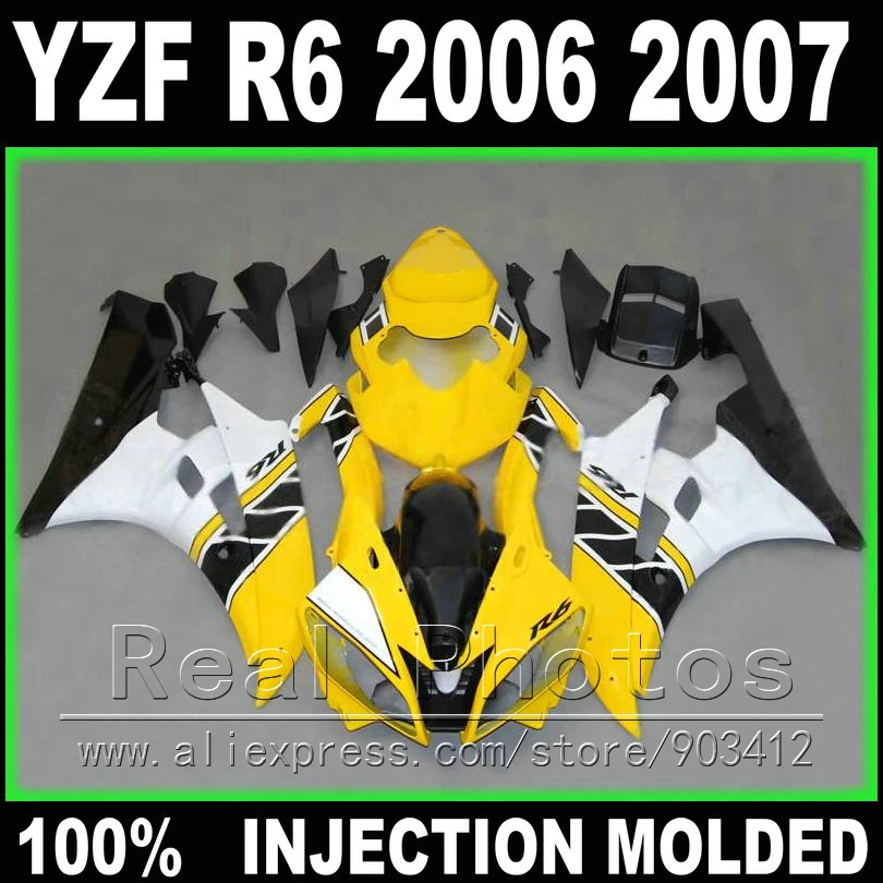 

NEW for YAMAHA R6 fairing 2006 2007 Injection molding yellow white matte black 2006 2007 YZF R6 fairings