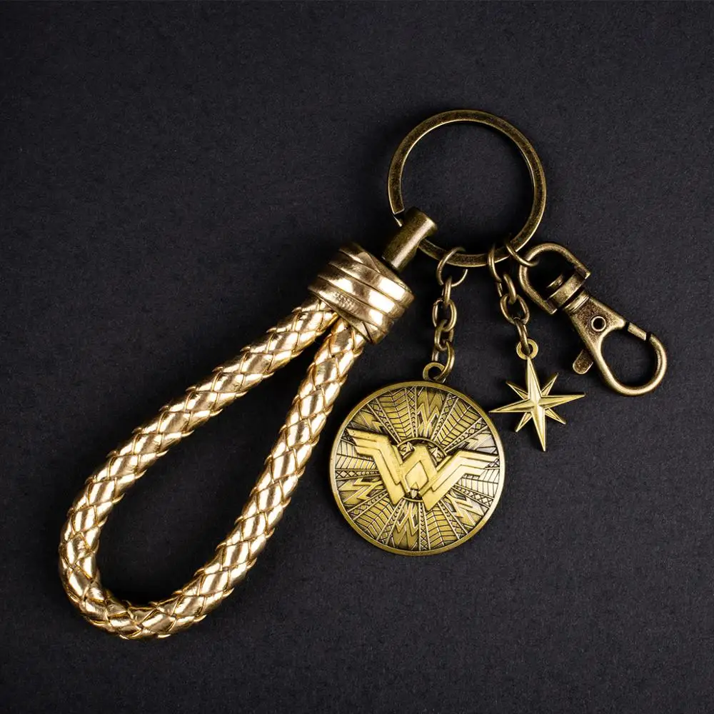 

Marvel Avenger Keychain Braided Rope Bronze Metal Key chain Thor Wonder Woman MIB For Keys chains Men In Black Pikachu Keychains