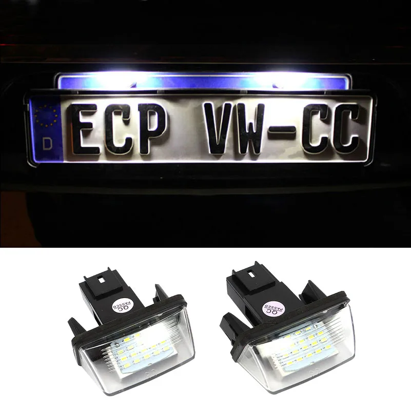 2x Car LED License Plate Light 12V Canbus For Peugeot 307 206 207 306