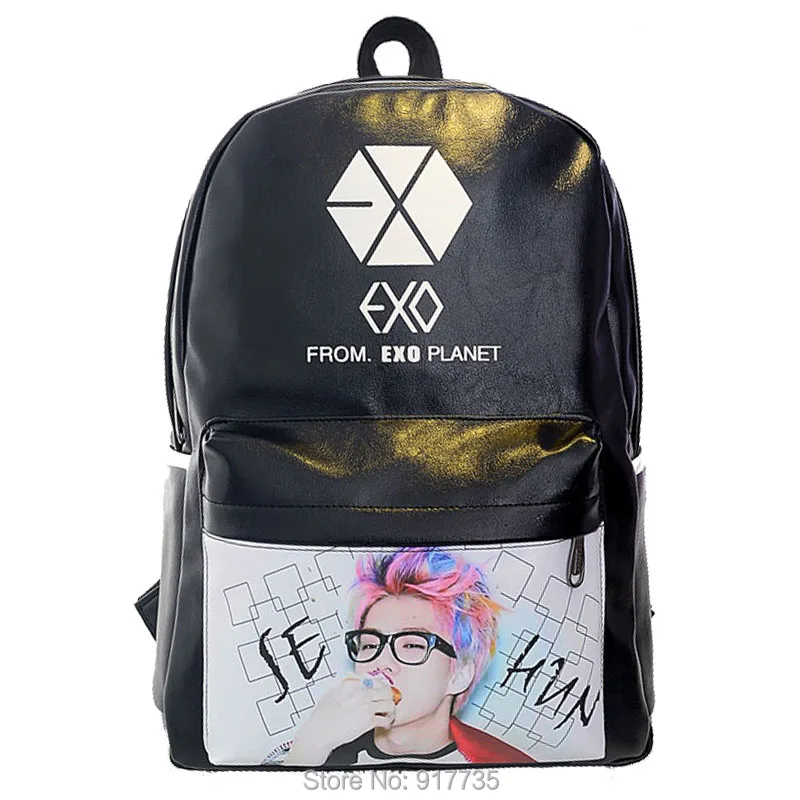 KPOP TFboys XOXO Leather Pattern Backpack Unisex Travel Leisure EXO