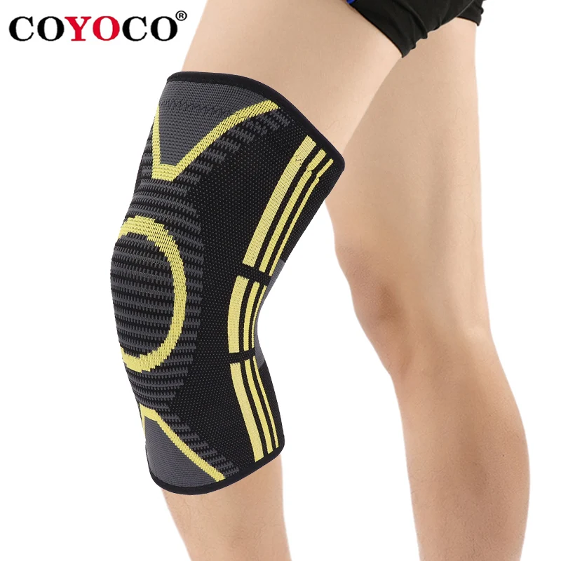 

COYOCO Sport Knee Support Warm 1 Pcs Yellow Pattern Kneepad Knee Brace Protector for Joint Pain Relief and Injury Recovery Black