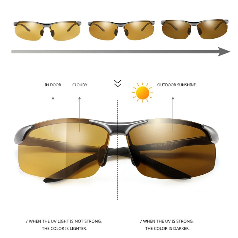 День и ночь, фотохромные поляризованные солнцезащитные очки, мужские солнцезащитные очки для водителей, мужские безопасные очки для вождения, рыбалки, UV400, солнцезащитные очки
