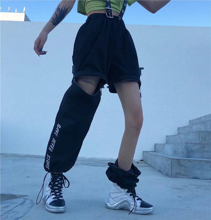 

Zipper Open Hollow Sexy Loose Harem Jogger Hip Hop Pant Women Streetwear Letter Print Sweatpant Summer Cargo Tracksuit Trousers