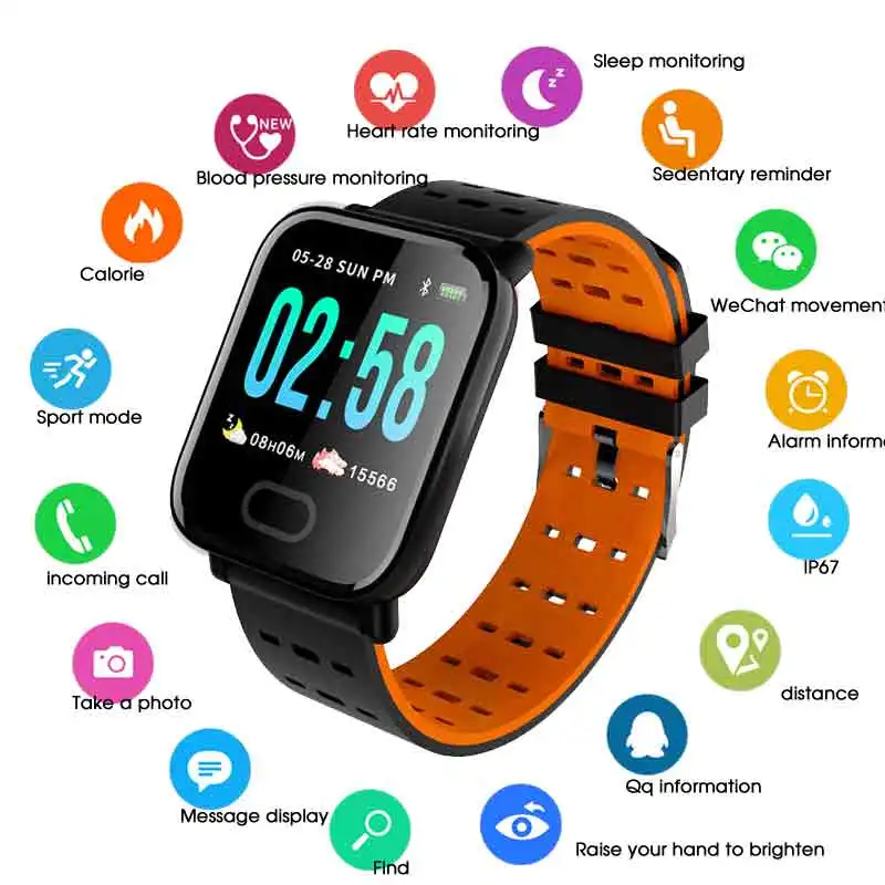 

HATOSTEPED New Color Screen Smart Bracelet 1.3 inch Running Track Real-Time Heart Rate Blood Pressure Sleep Monitoring IP67