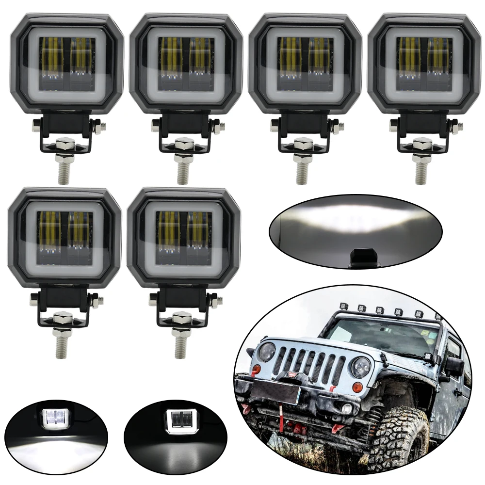 Round Square Offroad Led Light Bar Spot Beam Spotlight 12v For Jeep Atv