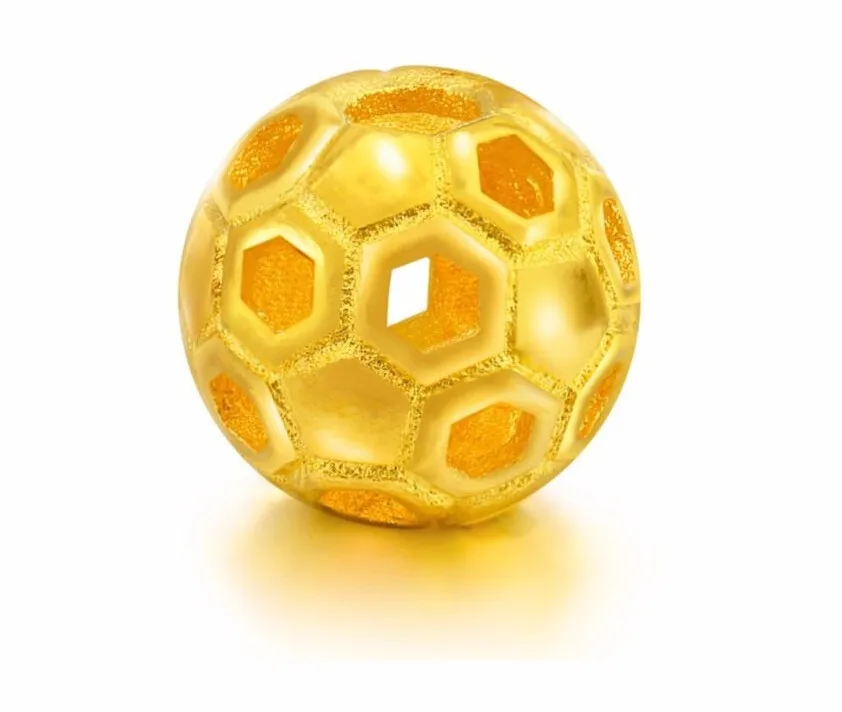 

New Authentic Solid 24K Yellow Gold Pendant / Bless Lucky Circle Ball Pendant / 1.7g