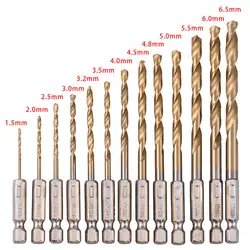 13 шт. сверло набор титановое покрытие HSS высокая скорость сталь шестигранный хвостовик быстрая смена