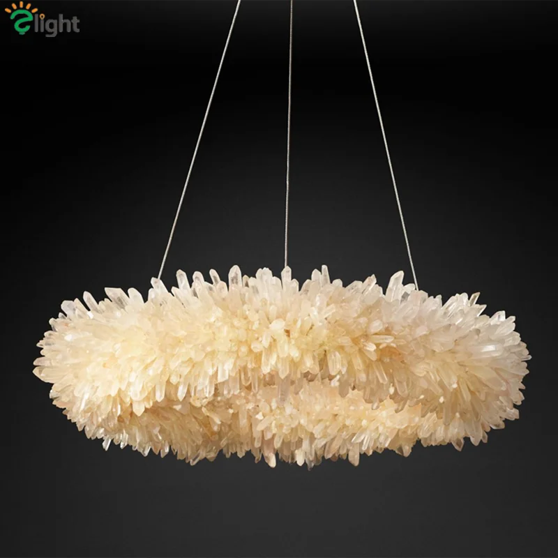 Lámpara colgante de cuarzo natural de lujo para Hotel lámpara colgante de cristal Led RH American Suspend lámpara Led Luminarias Lamparas Lámpara colgante de cuarzo natural de lujo para Hotel lámpara colgante de cristal Led RH American Suspend lámpara Led Luminarias Lamparas