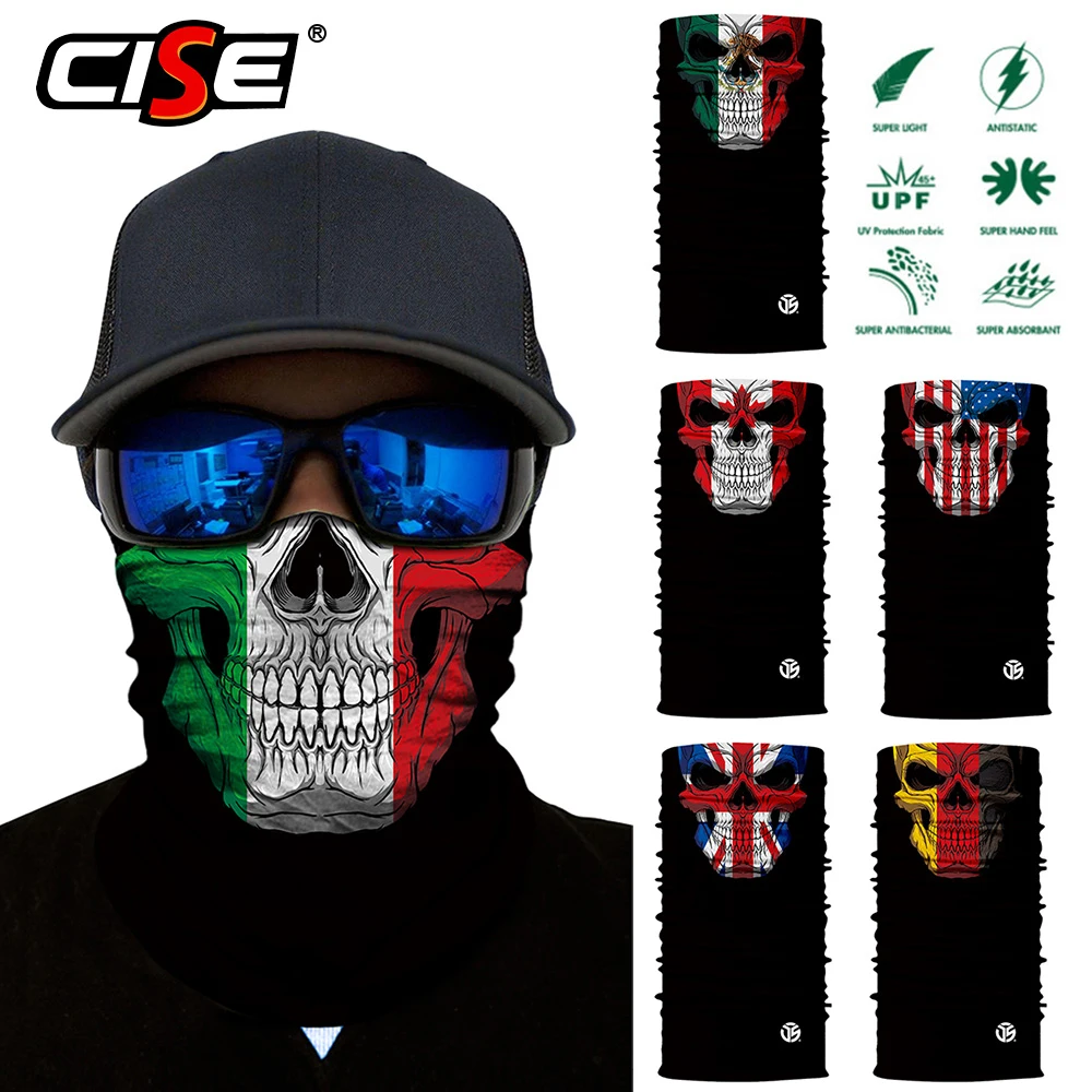 دراجة نارية بالاكلافا ماجيك الرقبة الوجه قناع العلم الوطني شبح الجمجمة موتور دراجة نارية التزلج وشاح باندانا رئيس درع خوذة رجل