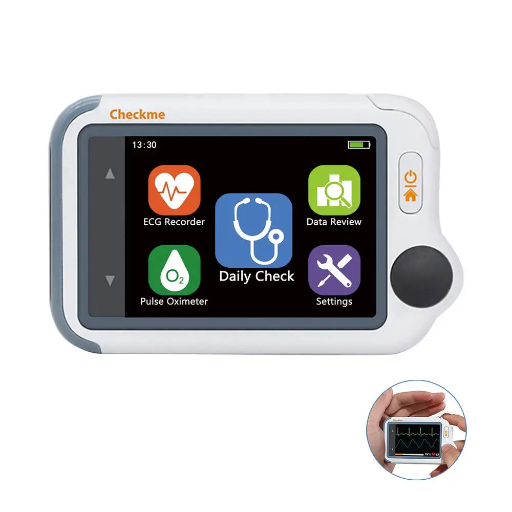 

Home Handheld ECG Holter Monitor with Oxygen Saturation SPO2 PR Cuffless Blood Pressure HD Touch Screen Heart Health EKG Tracker