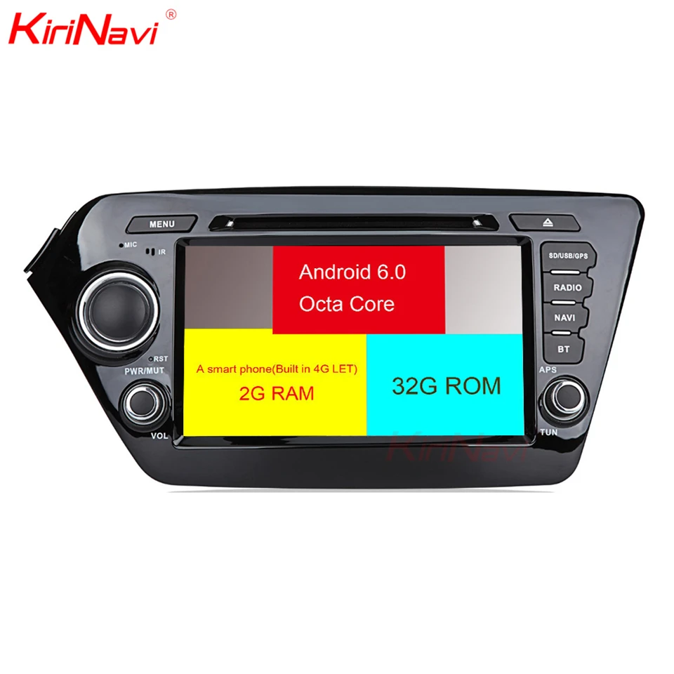 Cheap KiriNavi Octa core 4G LET android 7 car dvd player for Kia Rio K2 gps navigation 2010 - 2011 support 4K Video 4G 1